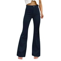 Knqrhpse hlače za žene široke pantalone za noge za žene Žene Corduroy flare hlače elastične struk Bell