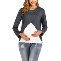 Kayannuo materinske košulje dugih rukava Clearence okrugli izrez Kontrast majčinstva za ženske odjeće
