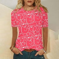 Ženske modne košulje Sweet Heart Print Tops Valentinovo Dnevna odjeća za djevojke Okrugli vrat Majica