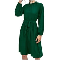 Haljine za žene dugih rukava od pune rukavice okrugla vrata Slash midi fit i flare Y2K moda Elegantni