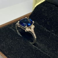 Prirodni certificirani plavi safir Neelam Rashi Ratan astrološka namjena prsten u 92. Sterling srebrna