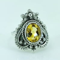 Navya Craft Citrine oval sterling srebrna ručno izrađena žuta izjava o dragulja Žene Veličina prstena