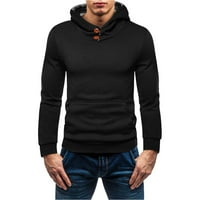 Miayilima Muška odjeća za zimsku odjeću Muški džep Retro Solid Color Color Top Slim Fit džemper s kapuljačom
