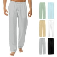Muške modne čvrste boje prozračne labave pantalone za crtanje duge hlače