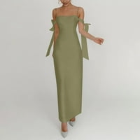 TOBCHONP haljine za žene luksuzni dizajner tanko otiskanje kopče rame za rame Ruffled ženske haljine