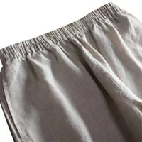Snoarin Plus veličine Capris hlače za žene Ljetne posteljine hlače visoke struke široke nogalne hlače