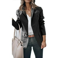 KETYYH-CHN WOMENS Tops Jesen Blazer jakne Cardigan rebrasta jakna Oplaća crna, s