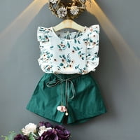 -Irctirt dječje djevojke odijelo za bebe čvrste kratke hlače za maleni cvjetni ruffle set vrhovi + djevojke