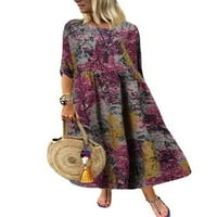 Pfysire Womens Ljetni cvjetni print Maxi haljina s pola rukava Ležerne prilikom ležerne duge