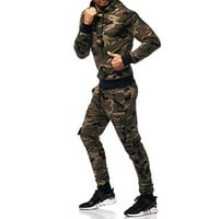 Odijelo za muškarce muške jesenje tiskane patentne pantalone s kapuljačom topke se postavlja sportski