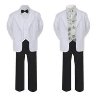 5- formalno crno bijelo odijelo set srebrni luk kravate prsluk dječak dječji smrt