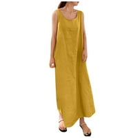 Ljetne haljine za žene Datum Žena Ležerne prilike bez rukava Dužina okruglog izreka Čvrsta a-linija