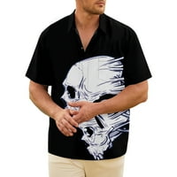 Muški casunski gumb dolje majice s kratkim rukavima lubanje, veličina100-8xl