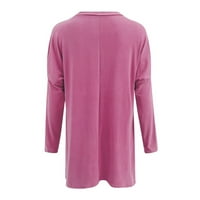 Huaai Womens Solid Warm Dugi rukav Vrući dukseric Saod Ispis Pulover vrhove Bluza Hot Pink XXXXL