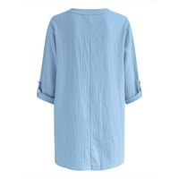 Lilgiuy V rect T majice za žene modni ispisani labavi majica dugih rukava bluza casual top odozgo