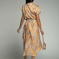 Jerdar ljetne haljine za žene ljetne modne casual koljnice kratkih rukava s kratkim rukavima Khaki XL