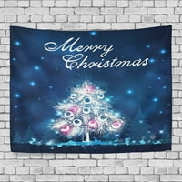 Popcreation Merry Božićna zidna tapiserija Plava ledeni svjetla Xmas Tree Home Decor Tapisestry Walking