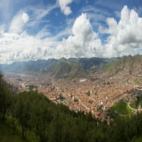 Povišen pogled na Cityscape iz Saksaywaman, Cusco, provincija Urubamba, Cusco Region, Peru Poster Print