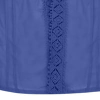 Bluze za slobodno vrijeme dugih rukava čvrste vrhove V-izrez moda za žene plavo l