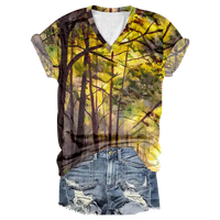 Pejzažni elementi za slikanje ulja V izrez T košulje Duboko V majice za izrez Žene meke masice za žene