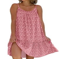 Grianlook Ženska haljina cvjetna tiskanja ljeto plaža sandress bez rukava bez rukava kratke mini haljine