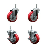Poliuretanska okretna stabljika kotača sa nitima od W 4 1,25 crvenih kotača i 5 8 stabljika - uključuje