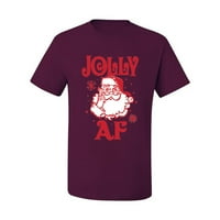 Santa Jolly AF Božićna grafička majica, Maroon, 4xL