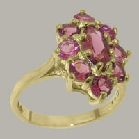 Britanska napravljena 10k žuto zlatni ružičasti turmalinski prsten ženski prsten izjave - Veličine opcije
