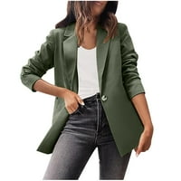 Charella Woman dugih rukava Čvrsta boja jakna Udobna labava vrhova dugačka gumba Bluza Army Green, L