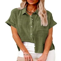 Glonme ženske bluze s kratkim rukavima majica rever na vrhu vrata rade elegantna tunika košulja labava
