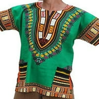 Muška majica Tribal Festival Ljeto vrhovi afričkim print Dashiki Majica Muška labava Fit Tee Dnevna bluza Green 4XL