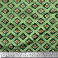 Soimoi Zelena pamučna kambrična tkaninska tkanina i trokuta geometrijske tkanine otisci sa dvorištem širom