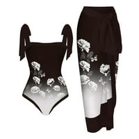 Kupaći kosuit Otemrcloc kupaći kostim Swim suknja Retro Print prikrivanje bikinija set bijeli s