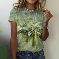 Dyegold tiskane majice za žene kratki rukav okrugli vrat Vintage Graphic Majice Summer Casual Labavi