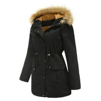 Tbopširt Cardigan za žene, čišćenje ženske i zimske plišane kapuljače sa kapuljačom dugačke jakne dugačke