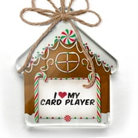 Ornament tiskan jednostran sam srcem vole moju kartu player božićni neonblond