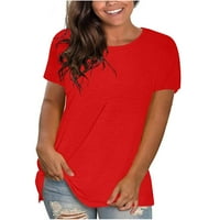Ženska tunika kratkih rukava na vrhu bazične majice casual tee grafički tie čvrsti okrugli vrat kratki