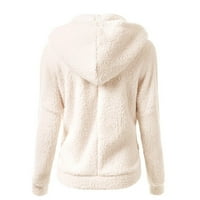 Dyfzdhu Ženski džemper sa kapuljačom kaput zima topla vuna sa zatvaračem od pamučne kapute BG5XL