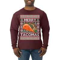 Divlji bobby, veseli tacomas odmor taco ljubitelj ružnog božićnog džemper muškarci dugih rukava, maruon,