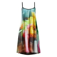 Gotyou haljine haljine za žene Ležerne prilike ljetne cvjetne tiskane haljina bez rukava izdubljena