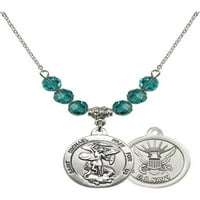 Ogrlica s rodom s plavom decembarskom rodnom mjesecu kamene perle i šarm svetog Michaela mornarice