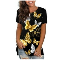 Ženski ljetni vrhovi Flowy Slatke duge majice za žene Trendi 3D leptir Print ženske bluze i vrhovi Dresirani