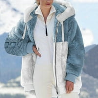 TAWOP WOMENS dugi rukav modni moći Worns Toplo Fau kaput jakna Zimski patentni patentni rukav gornji