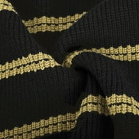 Smanjeni ženski džemper okrugli dekolte pulover džemper pruge labavi dugi rukavi s dugim rukavima, pleteni