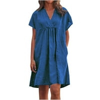 Ležerne ljetne haljine za žene mini V-izrez kratki rukav s kratkim rukavima xxxl