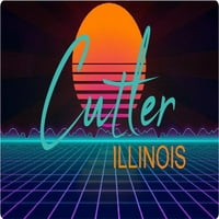 Cutler Illinois Vinil Decal Stiker Retro Neon Dizajn