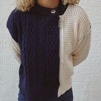 Ženska jesen i zimski okrugli vrat patentni zatvarač u boji u boji džemper džemper dugi plus veličine