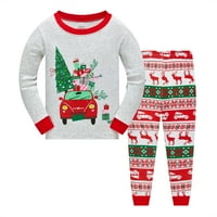 Popshion Toddler Boy pamuk božićni pidžami Božićni kamion PJS veličine 5t