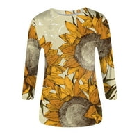 Gotyou ženski vrhovi Ležerne prilike Tunika Ljetni vrhovi rukav cvijet Ispis Slatka majica bluze