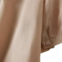 Ženski ljetni vrhovi labavi fit rever gumb dole Casual pamučne posteljine kardiganske majice sa džepom